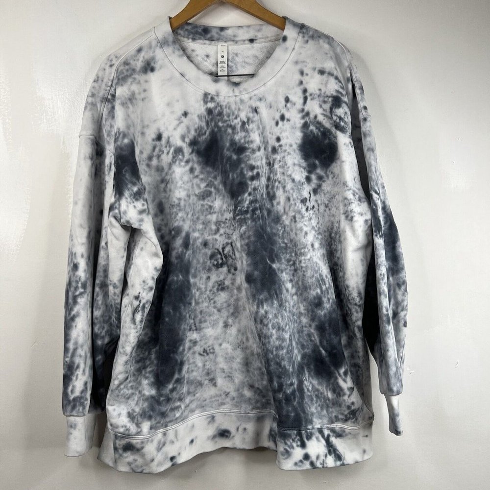 Lululemon Perfectly Oversized Crew Black White Camo Brier Women Sz 10 Sweatshirt
